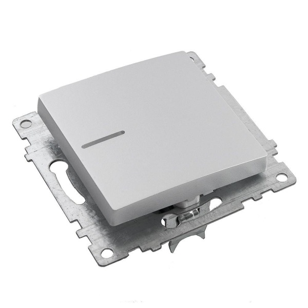 Выключатель одноклавишный Stekker Катрин с подсветкой серебро GLS10-7101-03 39577