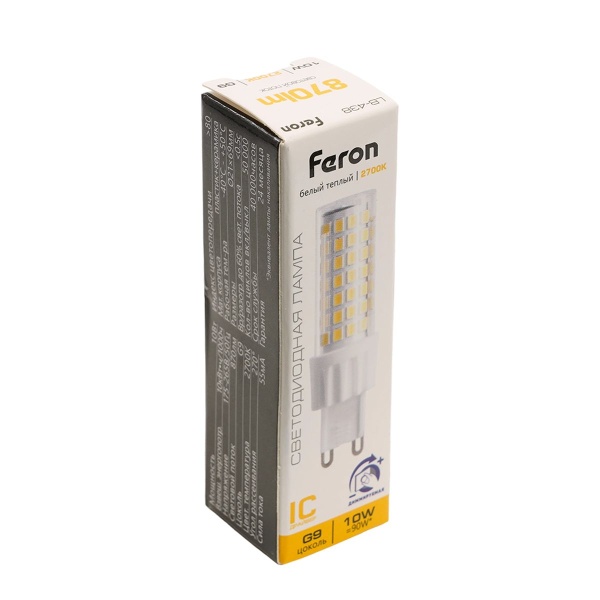 Лампа светодиодная диммируемая Feron LB-438 G9 10W 2700K 51741