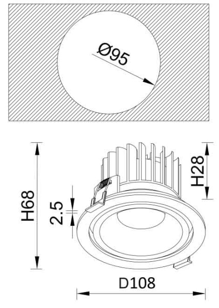Встраиваемый светодиодный светильник Crystal Lux CLT 005C108 WH