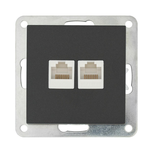 Розетка LK Studio компьютерная 2хRJ-45 кат. 5е с накладкой (черный бархат) LK80 846208-1