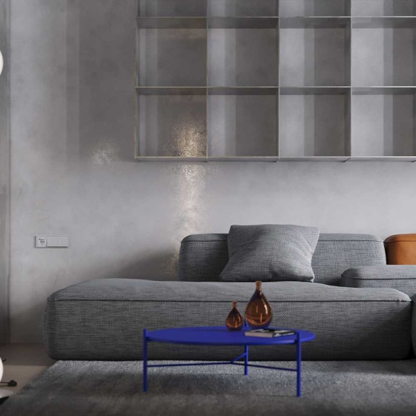 Накладка для розетки с заземлением и защитными шторками, с USB A+C, S70 (серый) Voltum VLS001016