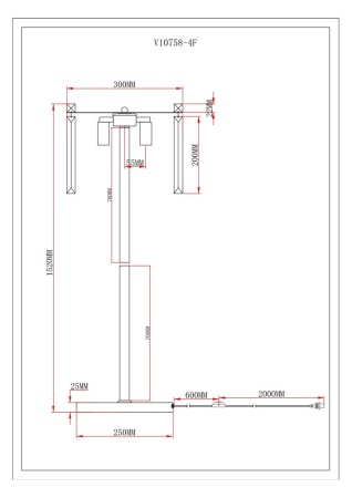 Торшер Moderli Levi V10758-4F