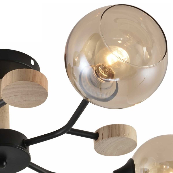 Потолочная люстра Reluce 01501-0.3-05 BK+WOOD