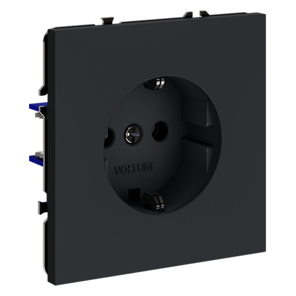 Розетка встраиваемая Voltum S70 с заземлением 16А, (графит) VLS040107