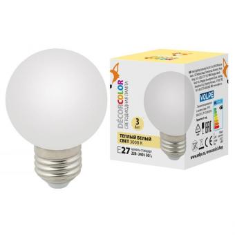 Лампа светодиодная (UL-00006955) Volpe E27 3W 3000K матовая LED-G60-3W/3000K/E27/FR/С