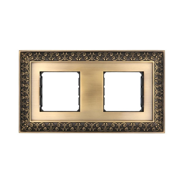 Рамка LK Studio 2-постовая декоративная металлическая в комплекте с суппортами (бронза), LK45 854220-1