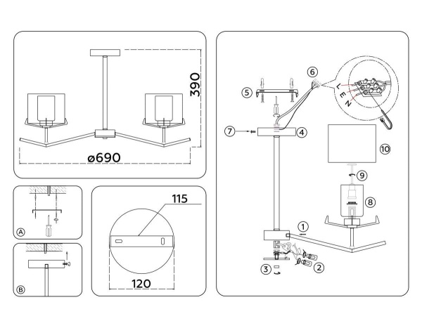 Потолочная люстра Ambrella Light High Light Modern LH57007
