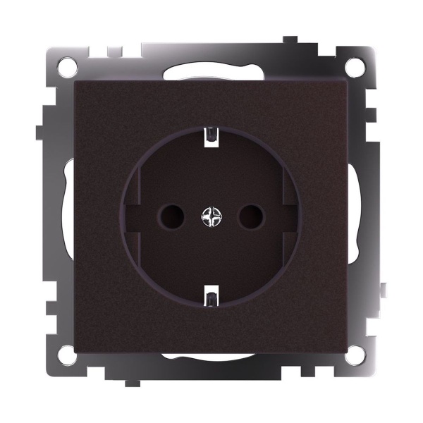 Розетка однаместная с защитной шторкой Stekker Катрин шоколад GLS16-7110-04 49028