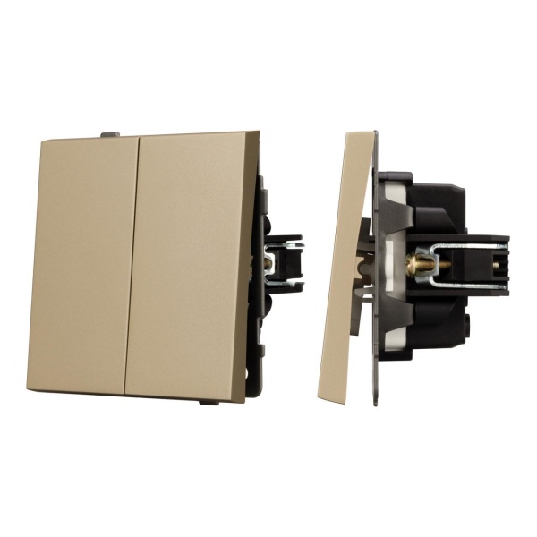 Механизм выключателя двухклавишный проходной SWT-TENDO-MKP2-SFPL-GD (230V, 10A) Arlight 054554