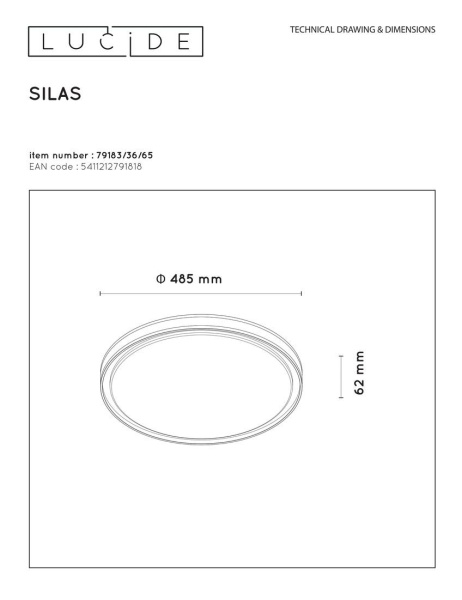 Потолочный светодиодный светильник Lucide Silas 79183/36/65