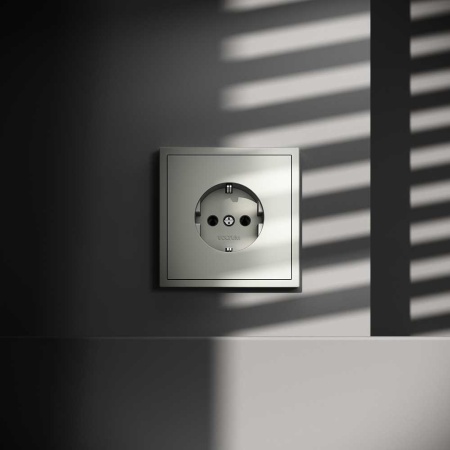 Розетка встраиваемая Voltum S70 с заземлением 16А, (сталь) VLS040105