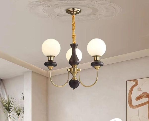 Люстра подвесная Alfa Light F3824-06 BK+GD E27*3