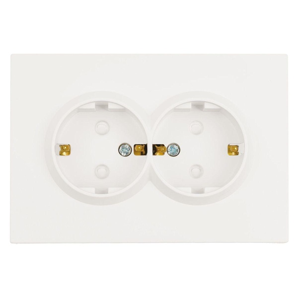 Розетка двойная 2P+PE Stekker Эмили со шторками белый фарфор RST16-5114-01 49882