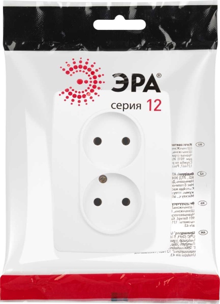 Розетка ЭРА Серия 12 12-2107-01М двойная 2X2P 16А-250В белый матовый Б0065688