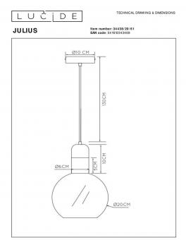 Подвесной светильник Lucide Julius 34438/20/61