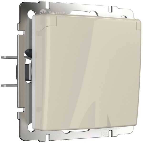 Розетка влагозащищенная с заземдением с защитной крышкой и шторками Werkel слоновая кость W1171203 4690389155765 Розетка влагозащищенная с заземдением с защитной крышкой и шторками Werkel слоновая кость W1171203 4690389155765