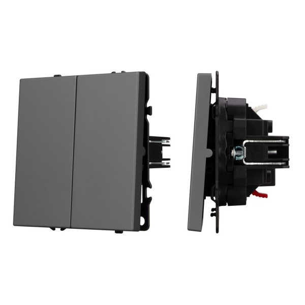 Механизм выключателя двухклавишный проходной SWT-NOBE-MKP2-SFPL-GR (230V, 10A) Arlight 054257