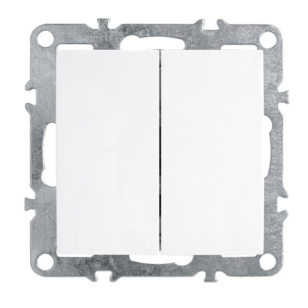 Выключатель 2-клавишный (механизм), Stekker, PSW10-9104-01, 250В, 10А Эрна, белый 39312