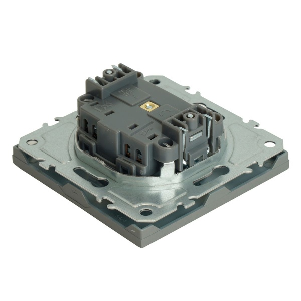 Розетка 1-местная с защитной шторкой (механизм), STEKKER, б/з, 250В, 16А, серия Эмили, RST16-5109-10, платиново-серый, soft touch 49954