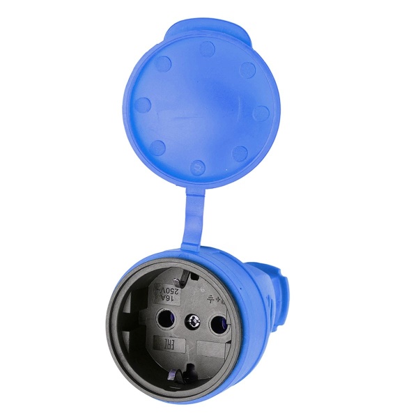 Розетка переносная 2P+PE Stekker Одри с крышкой синий RST16-21-44 39196