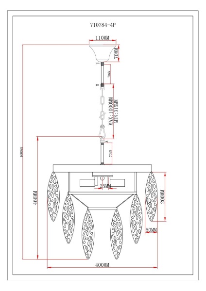 Подвесная люстра Moderli Souls V10784-4P