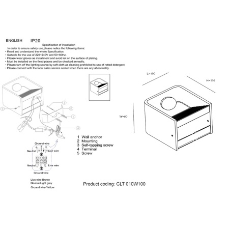 Настенный светодиодный светильник Crystal Lux CLT 010W100 WH