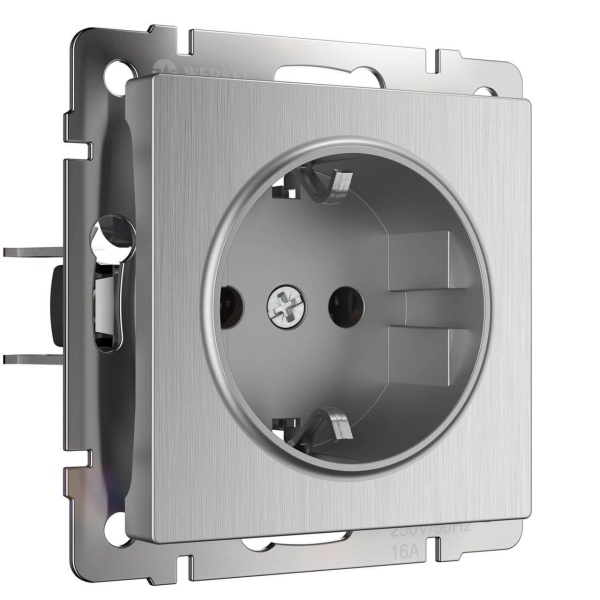 Розетка с заземлением Werkel cеребряный рифленый W1171009 4690389159701 Розетка с заземлением Werkel cеребряный рифленый W1171009 4690389159701