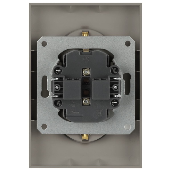 Розетка ЭРА Arktik 16-2105-07 двойная с заземлением 2X2P+E Schuko со шторками 16А-250В титан Б0070460