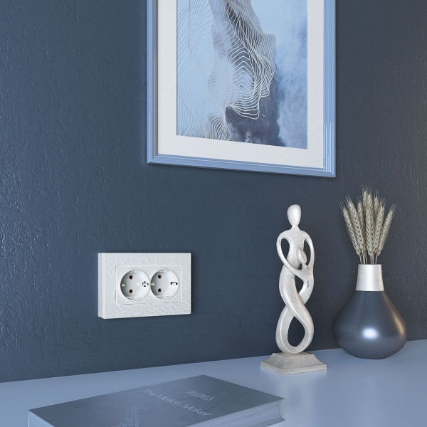 Розетка Werkel Hammer двойная с заземлением белый W1272001 4690389162923 Розетка Werkel Hammer двойная с заземлением белый W1272001 4690389162923