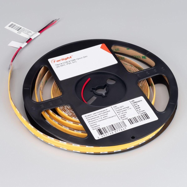 Светодиодная лента Arlight 22W/m 1088Led/m CSP холодный белый 5M COB-X1088-12mm 24V White6000 046929