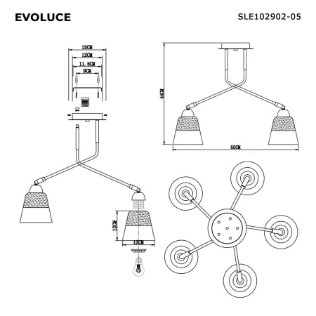 Потолочная люстра Evoluce Lirino SLE102902-05