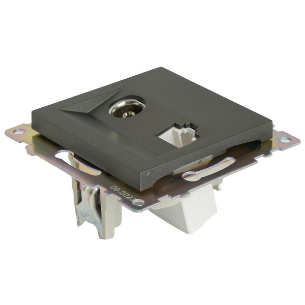 Розетка телевизионная TV + компьютерная RJ-45 Stekker Катрин графит GLS00-7106-06 49417