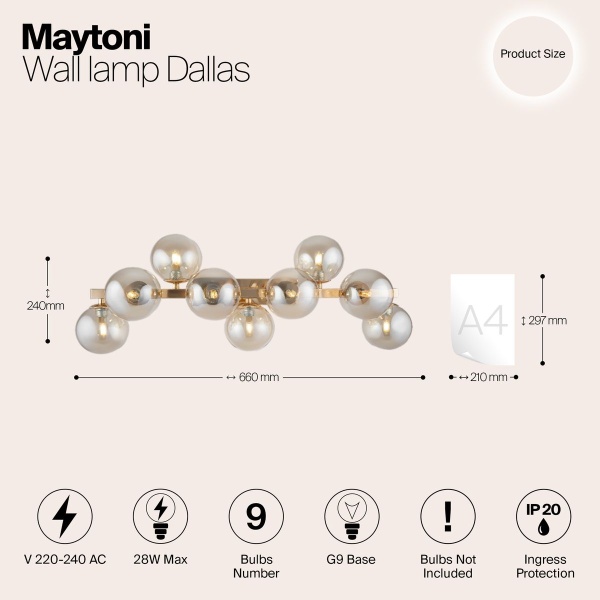 Бра Maytoni Dallas MOD547WL-09G Бра Maytoni Dallas MOD547WL-09G