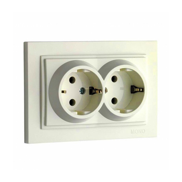 Розетка 2К+З двойная Mono Electric Despina 16A 250V винтовое подключение крем 102-170004-120 Розетка 2К+З двойная Mono Electric Despina 16A 250V винтовое подключение крем 102-170004-120