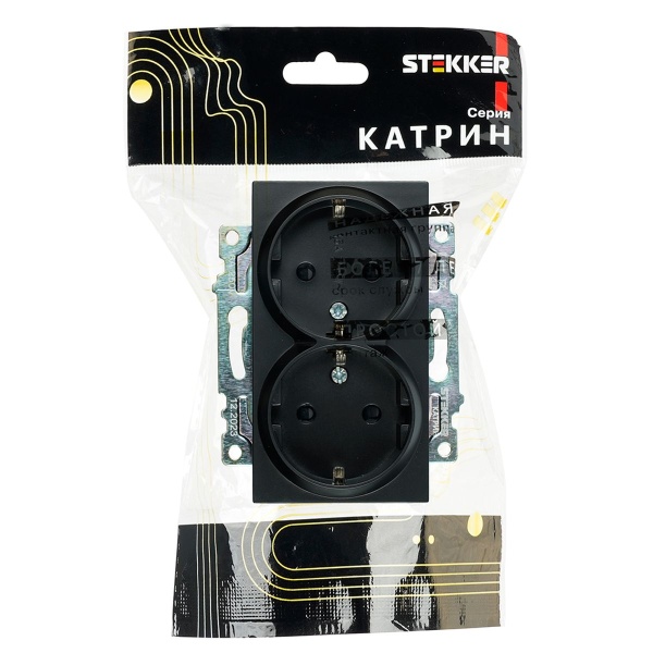 Розетка 2-местная Stekker Катрин GLS16-7114-05 черный 39612
