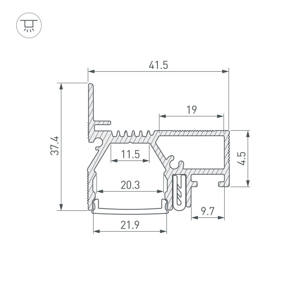 Профиль Arlight Stretch-20-Wall-D-Side-2000 White 042945