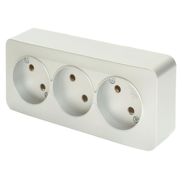 Розетка тройная 2P Stekker София серебро MST10-13-03 49329