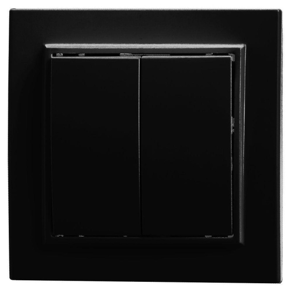 Выключатель двухклавишный Stekker Эрна черный PSW10-9004-03 39473