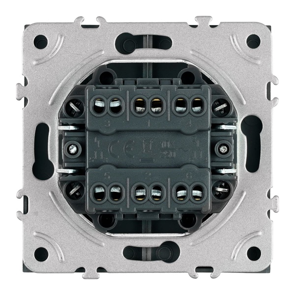 Переключатель 2-клавишный (механизм), СЗК, Stekker, 250В, 10А Эмили, RSW10-5107-05ZK, черный уголь, soft touch 50249