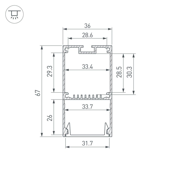 Профиль Arlight Line-S-3667-2000 Anod 041581