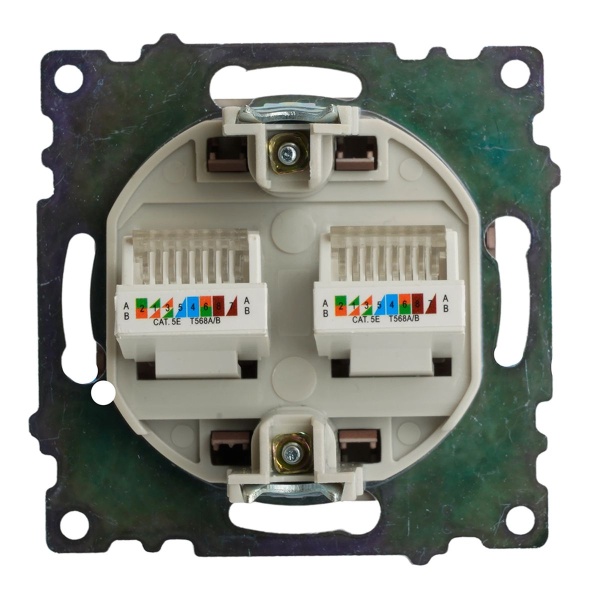 Розетка компьютерная 2-местная RJ-45 (механизм) Stekker GLS00-7109-04 Катрин, шоколад 50006