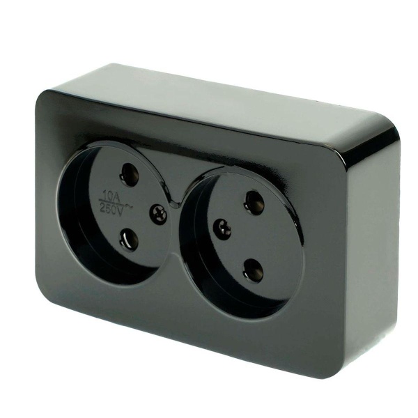Розетка двойная 2P Stekker София черный MST10-12-02 49315