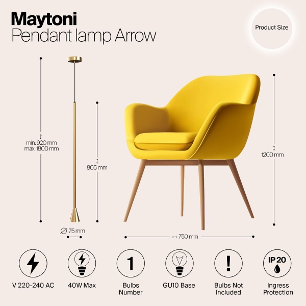 Подвесной светильник Maytoni Technical Arrow P064PL-01G