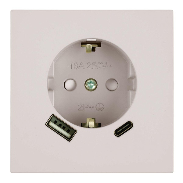 Розетка 1-местная з/ш с/з 16А + USB + Type C (механизм) Stekker 250В 20W Мия RST16-3119-08 пудровый жемчуг 50482