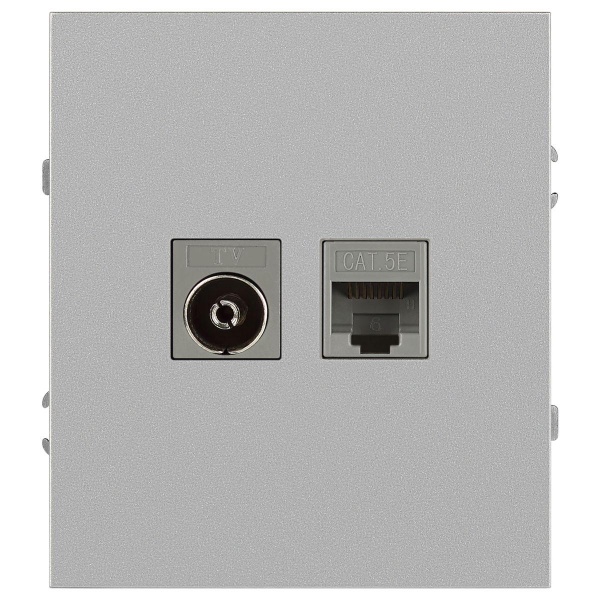 Розетка ЭРА Arktik 16-3110-03 комбинированная RJ45+TV алюминий Б0070496