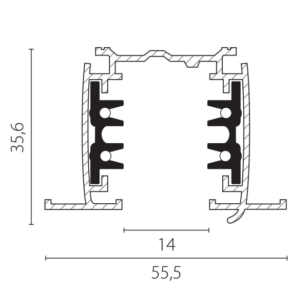 Трек четырехконтактный 3-фазный встраиваемый со стыковочными пазами (круглые медные жилы) 2м Quattro Lightstar 503028-R