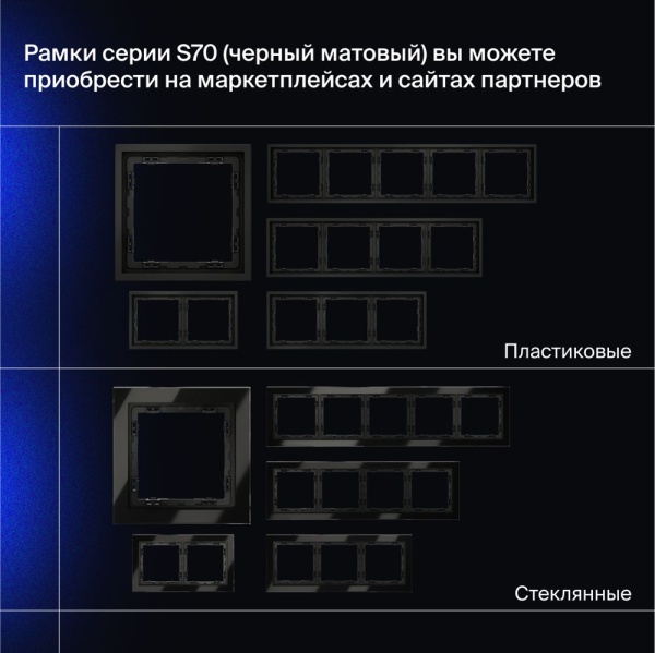 Выключатель с самовозвратом встраиваемый Voltum S70 одноклавишный 10А, (черный матовый) VLS010608