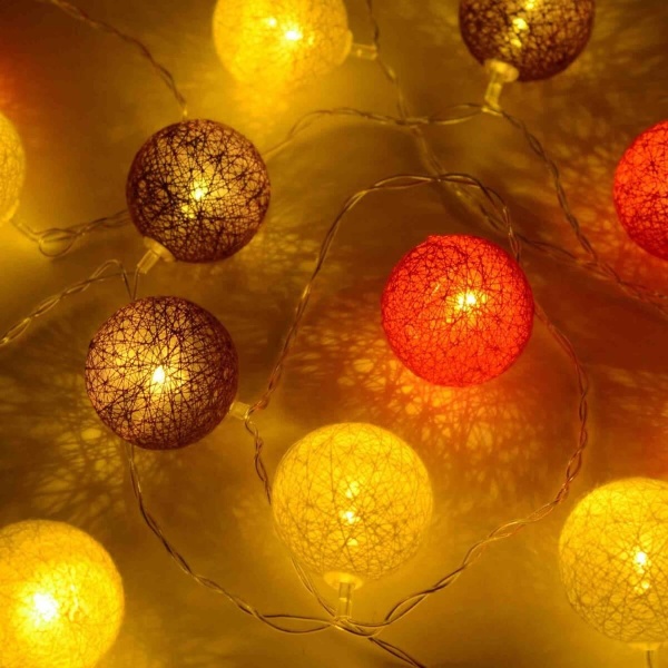 Гирлянда Apeyron шарики нитяные 240V теплый белый 15-55