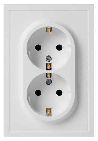 Розетка ЭРА Galaxy 15-2105-08 с заземлением двойная 2X2P+E Schuko со шторками IP20 16А-250В белый матовый Б0070711