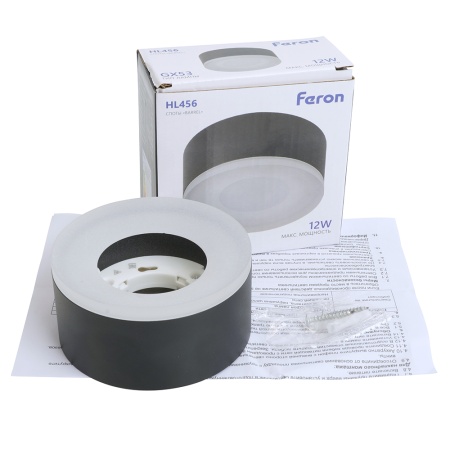 Светильник потолочный Feron HL456 12W, 230V, GX53, черный 51345